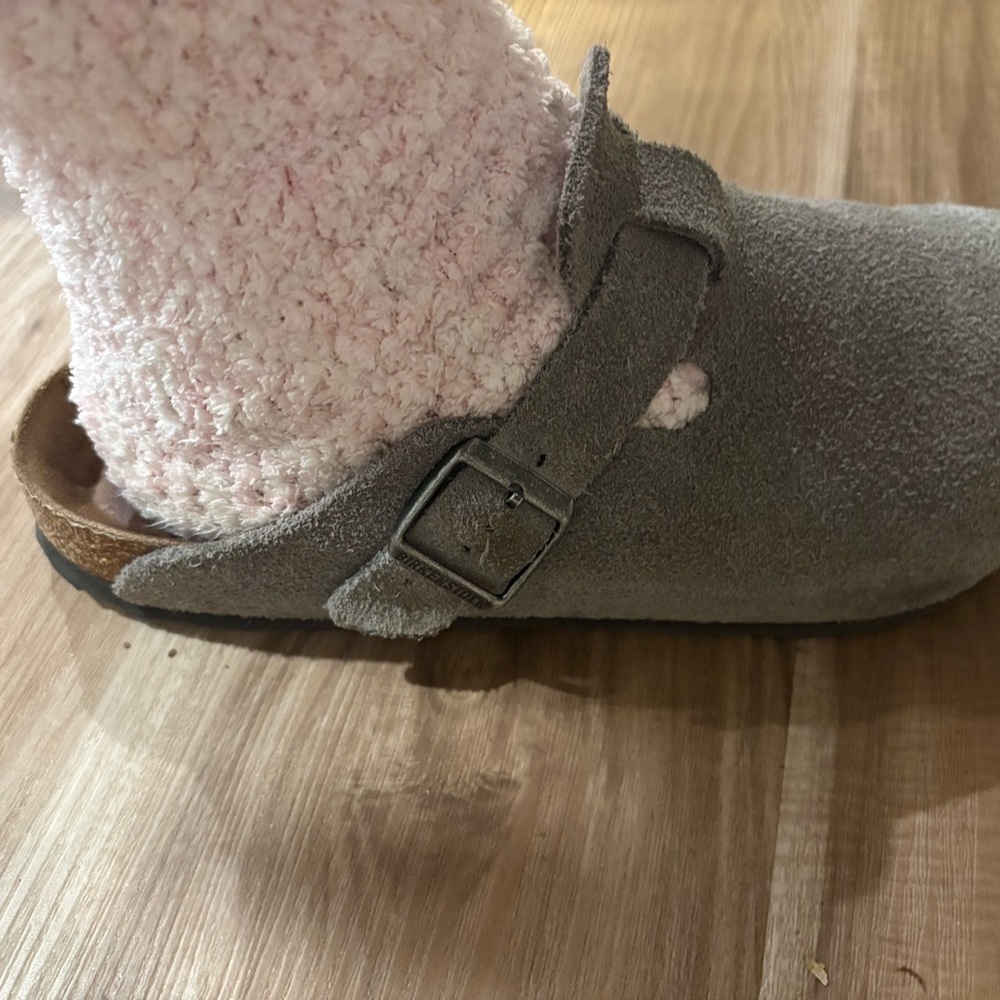 Birkenstock Boston Soft Footbed Suede Leather Clogs Grey - Picture 5 of 5